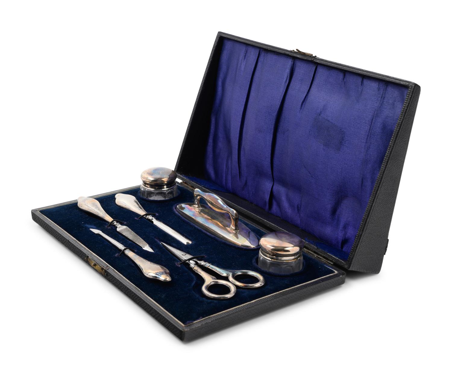 A Cased English Silver Necessary Set
