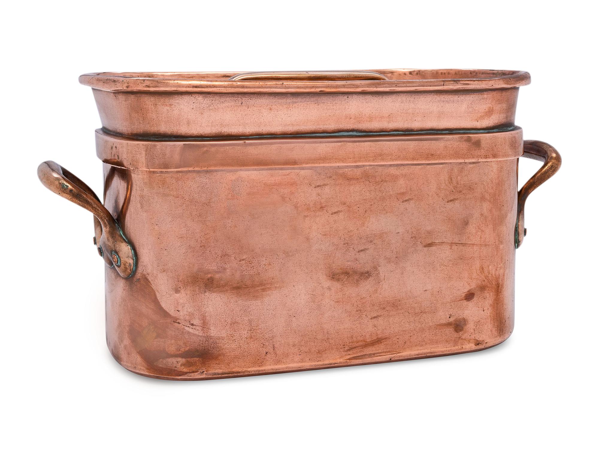 A French Copper Daubière with Brass Handles