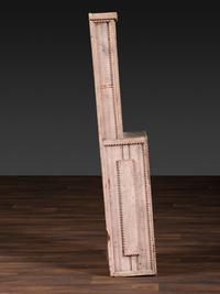 A Folk Art Granite Carved and Painted Wood Shelf Clock