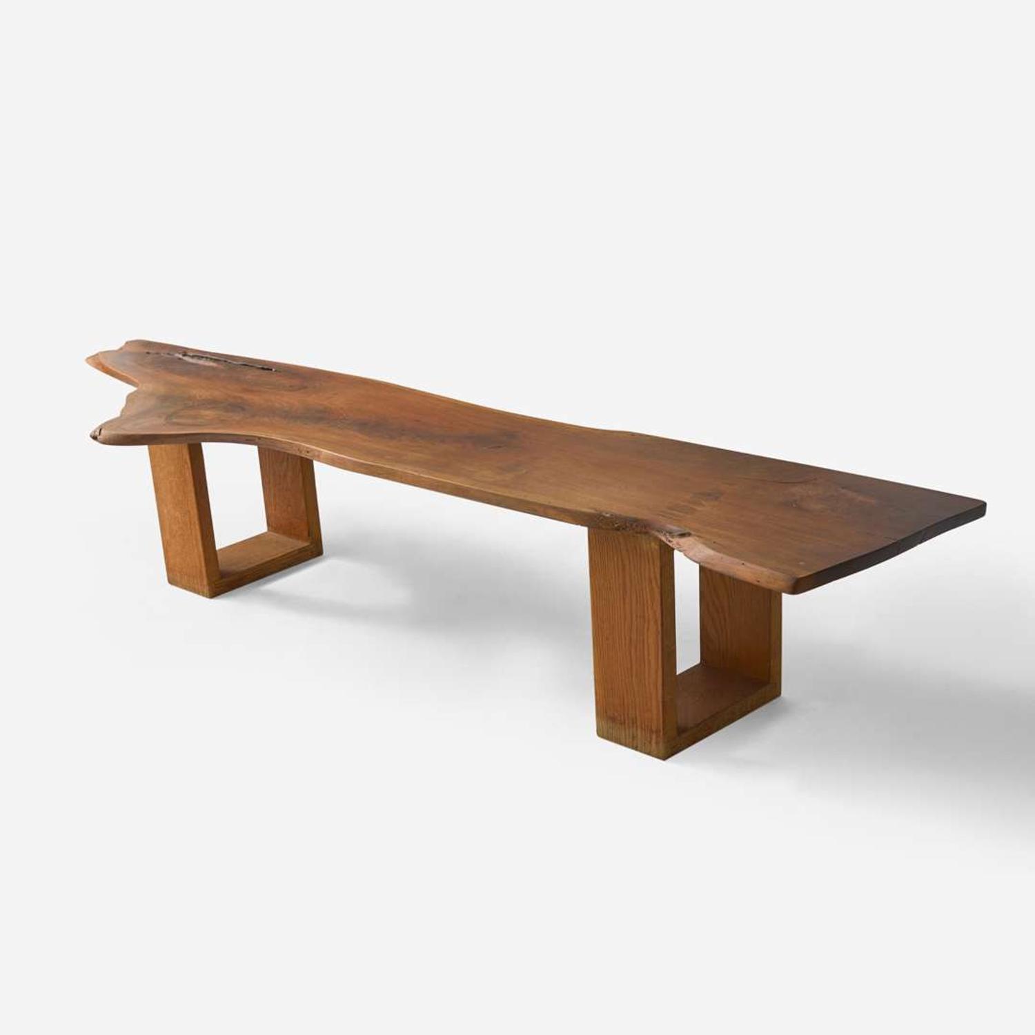Donald Wright (American, 1930-2012) Walnut and Oak Bench, USA, 1960s