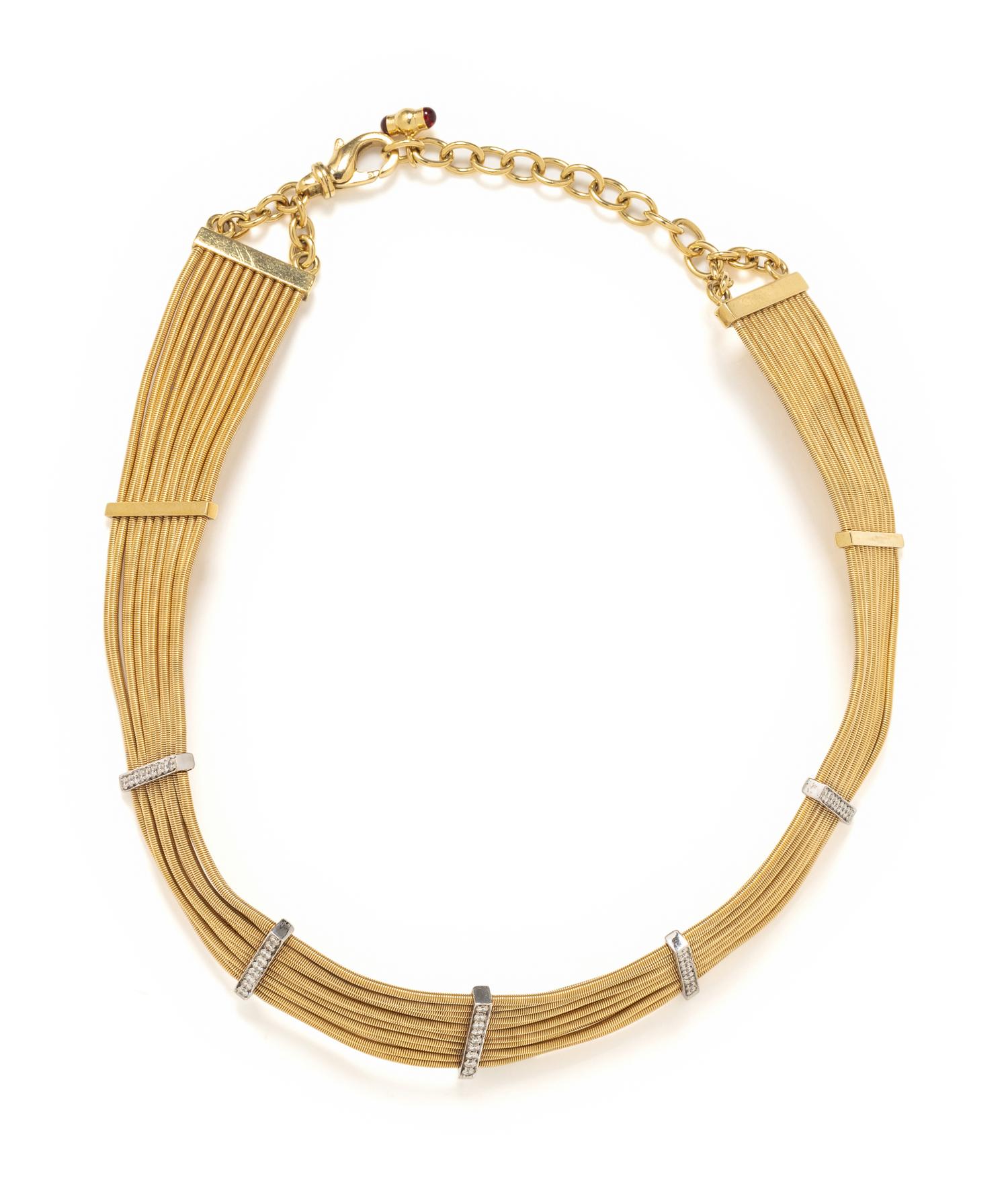 BICOLOR GOLD AND DIAMOND COLLAR NECKLACE