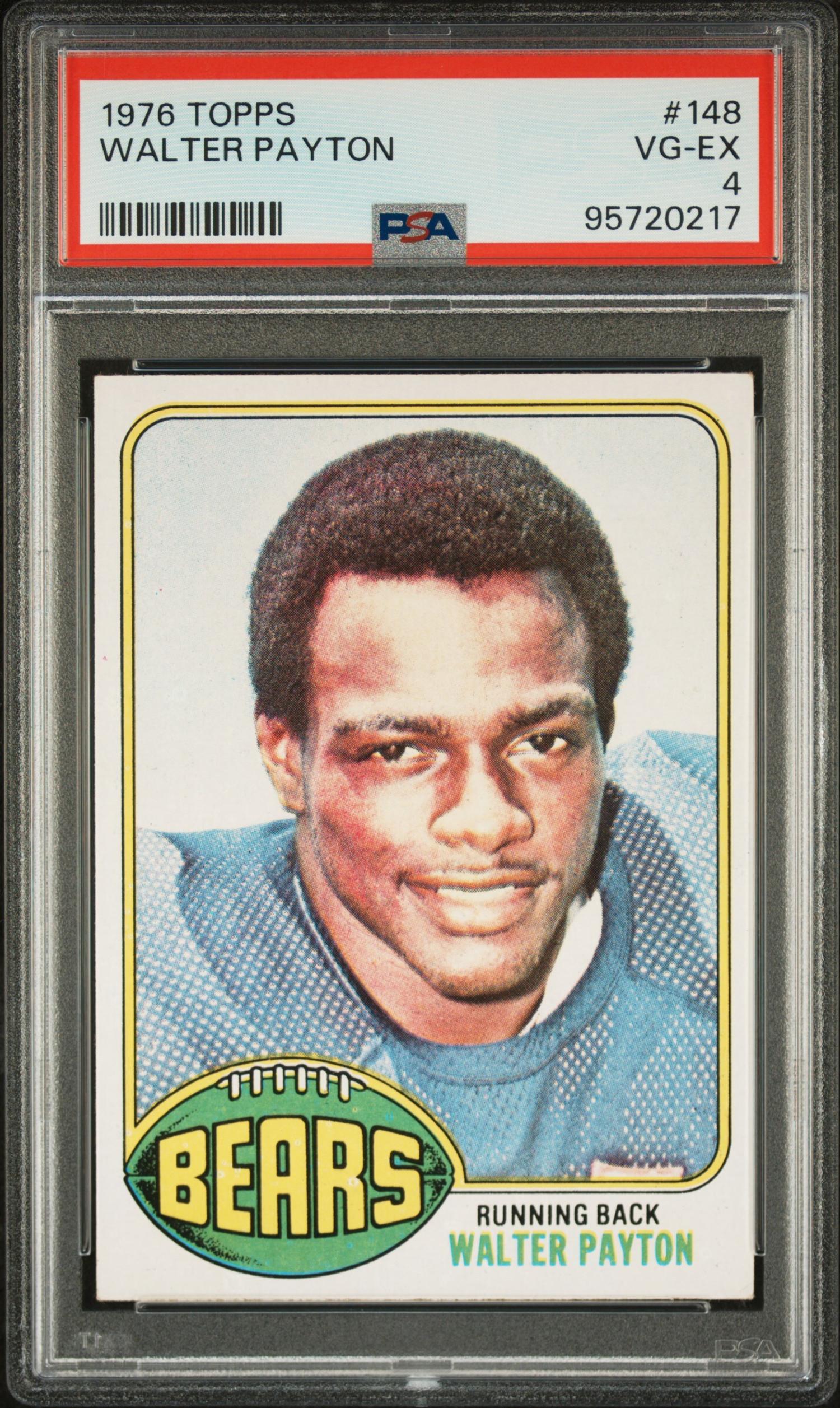 A 1976 Topps Walter Payton Rookie Football Card No. 148 (PSA 4 VG-EX)