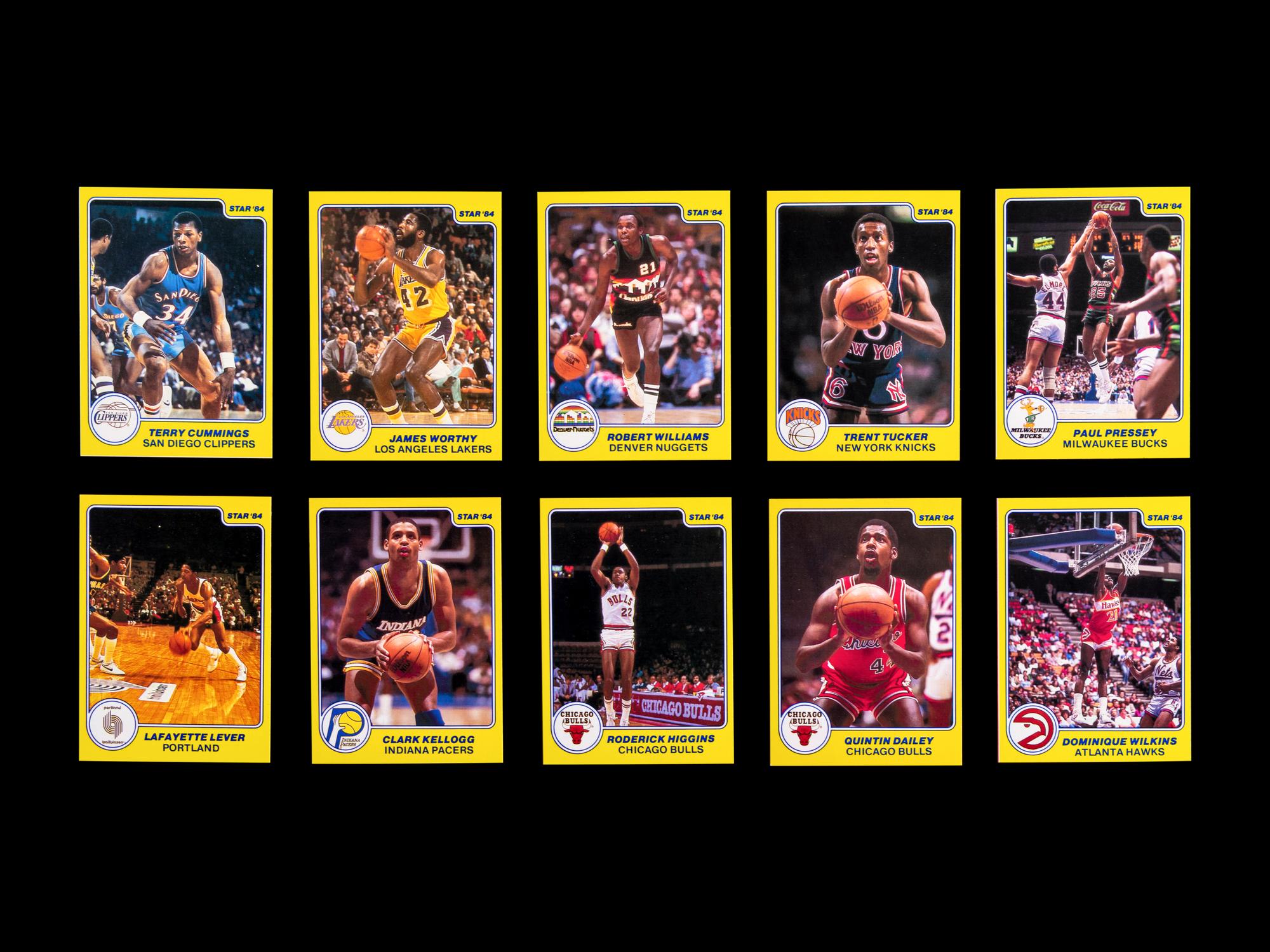 A 1983-84 Star Co. All Rookie Team Basketball Card Set, Including Dominique Wilkins and James Worthy,