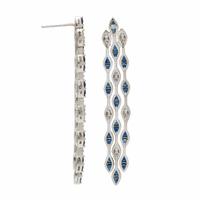 Sapphire, Diamond, and White Gold Earrings