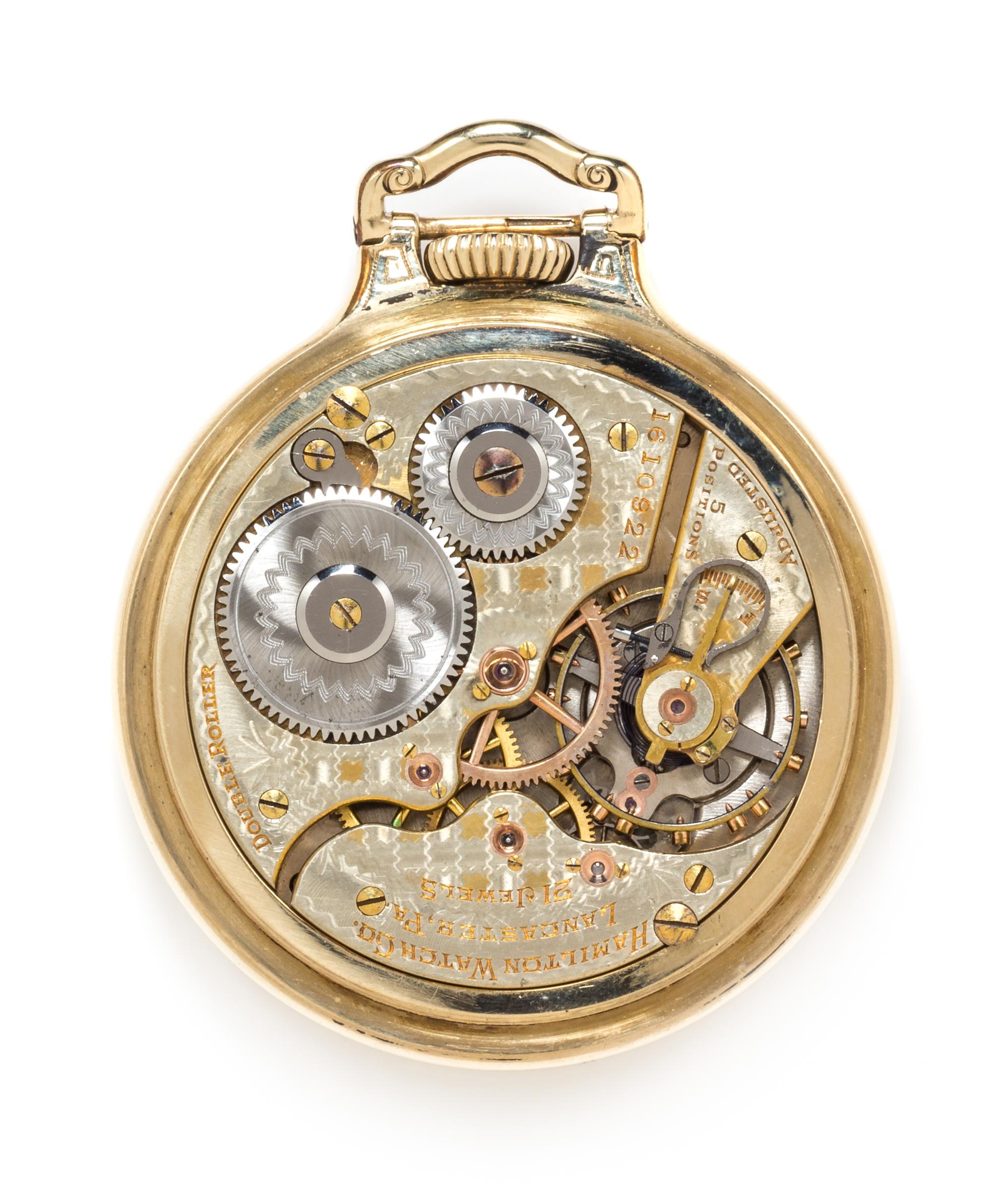 A Gold Filled Open Face 'Railroad Service' Pocket Watch, Hamilton, Circa 1921, 61.10 dwts.
