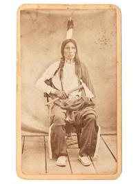 [NATIVE AMERICANS]. LUCAS, James H., photographer. CDV of "Young Fire Heart." Standing Rock, Dakota Territory, n.d.