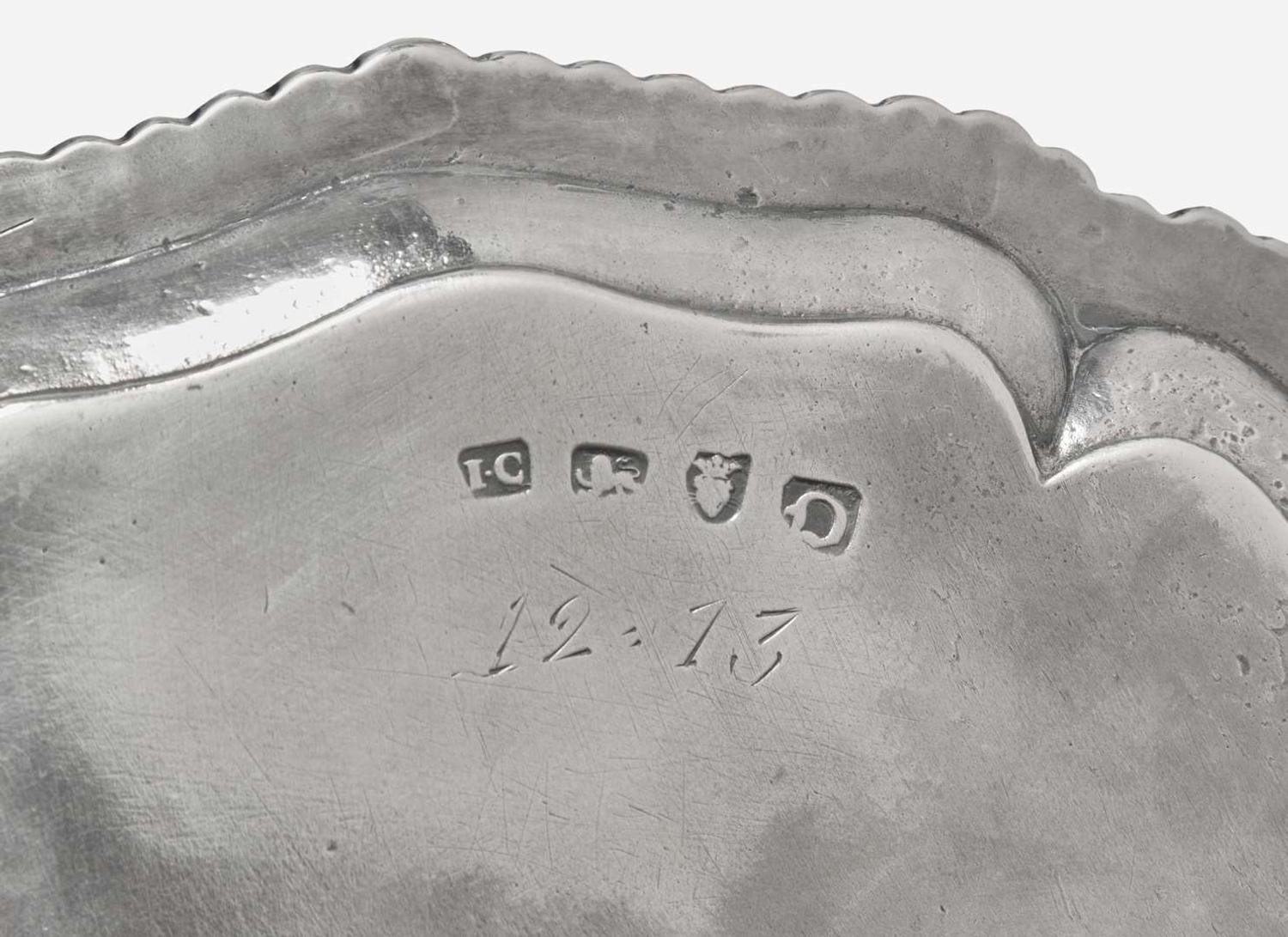 A George III sterling silver salver, John Carter II, London, 1769, and a small Irish George II sterling silver tray, Dublin, 1730