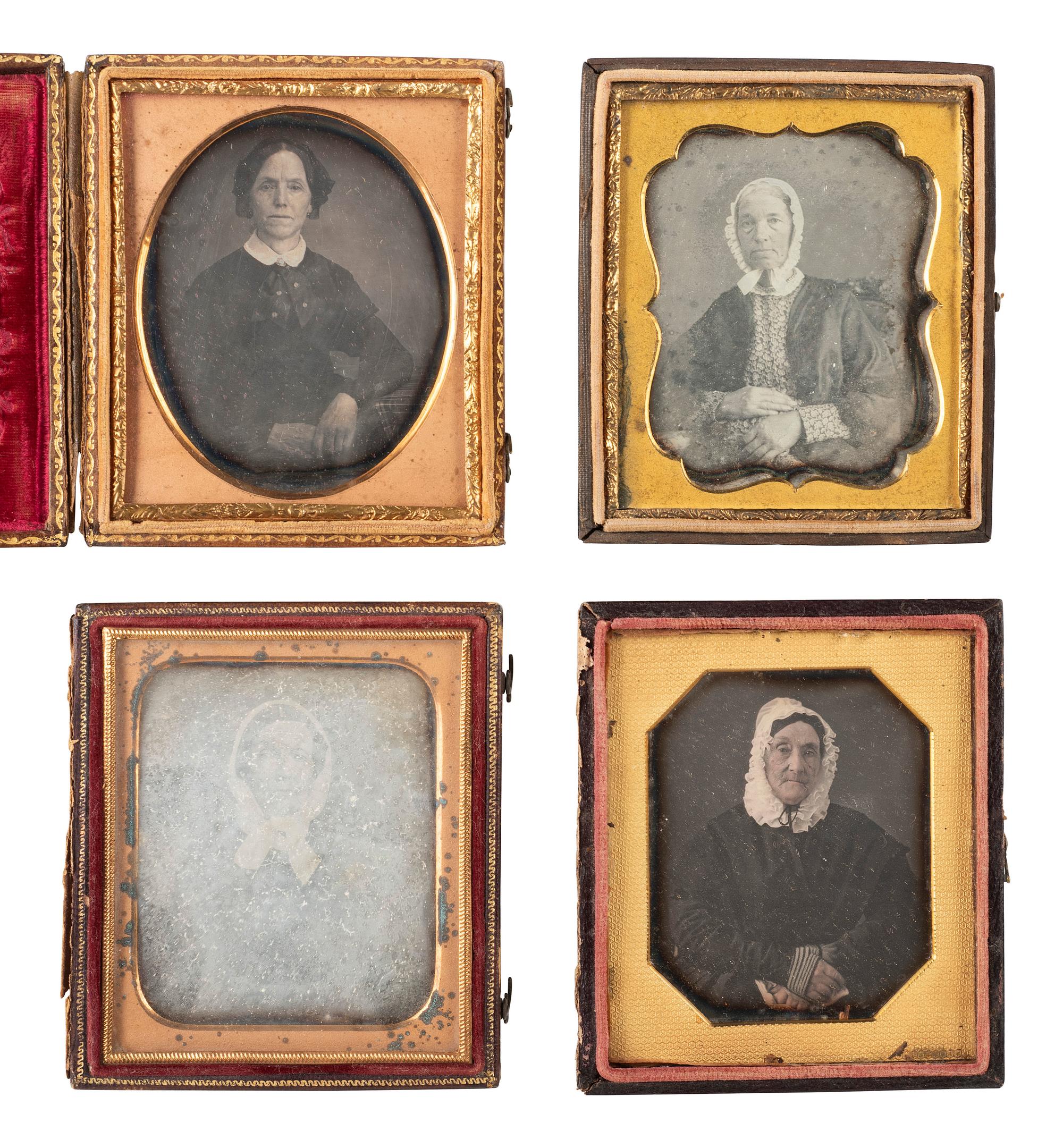 [EARLY PHOTOGRAPHY]. A group of 35 sixth plate daguerreotypes of aged women.