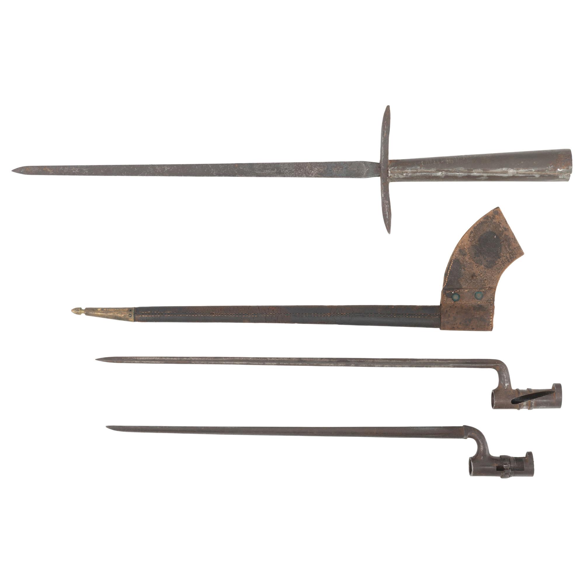 Two Civil War Import Socket Bayonets and A Post-Civil War Pike Head