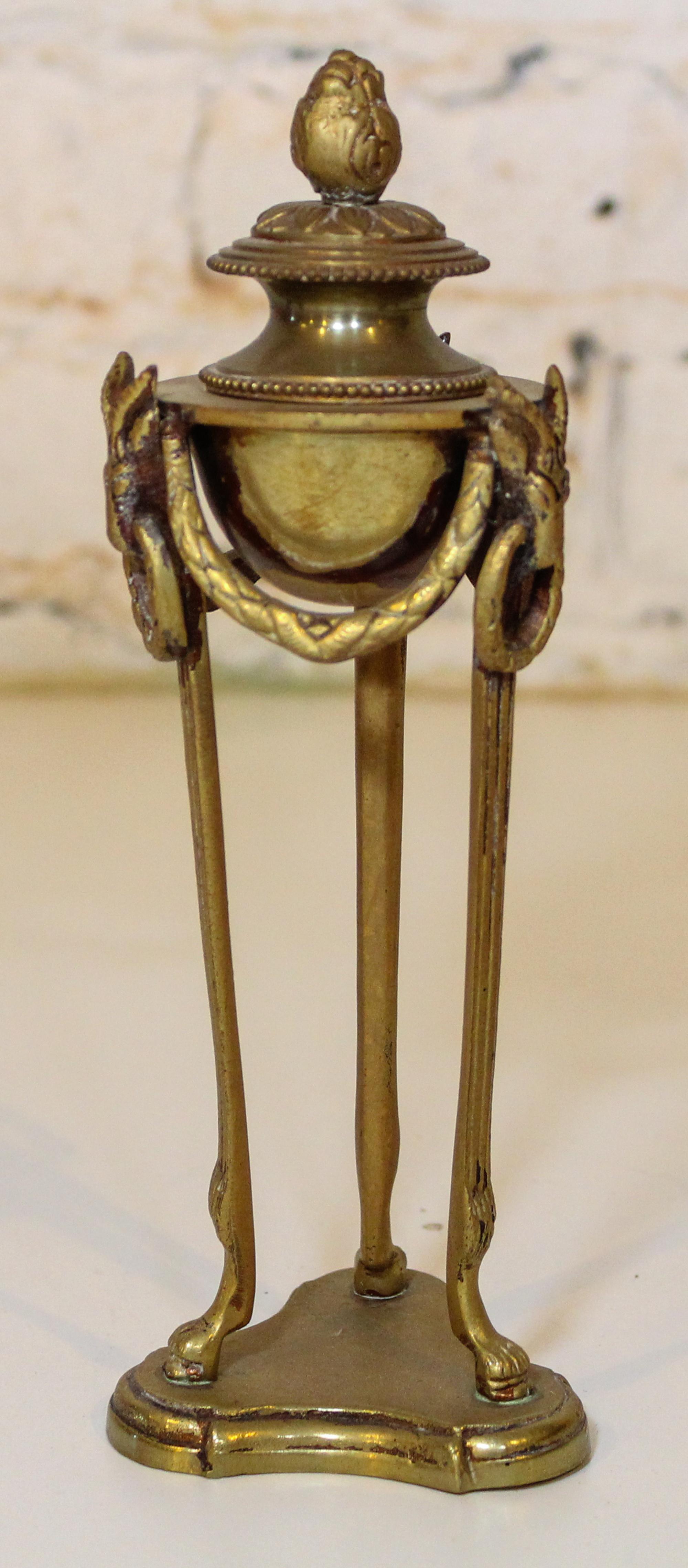 A Neoclassical Bronze Cassolette. Height of first 8 1/4 inches.