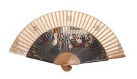 A Continental Hand Painted Ladies Folding Fan Length 9 1/4 inches. — 19TH CENTURY