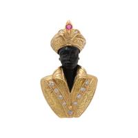 NARDI, YELLOW GOLD, DIAMOND AND RUBY BLACKAMOOR BROOCH