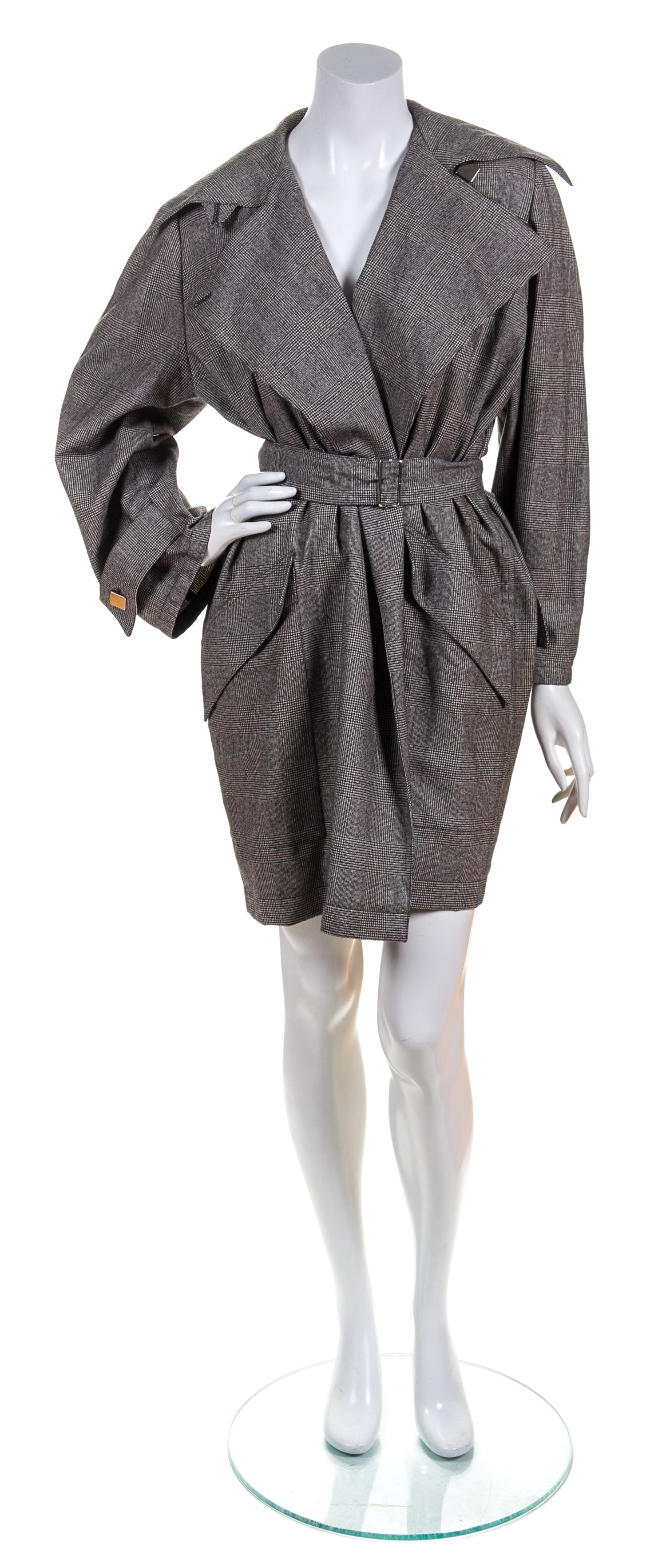 A Thierry Mugler Black and White Wool Plaid Coat,