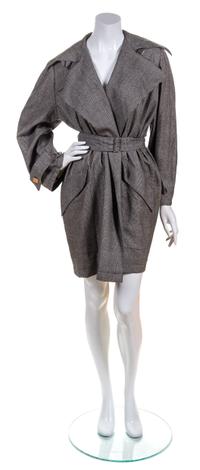 A Thierry Mugler Black and White Wool Plaid Coat,