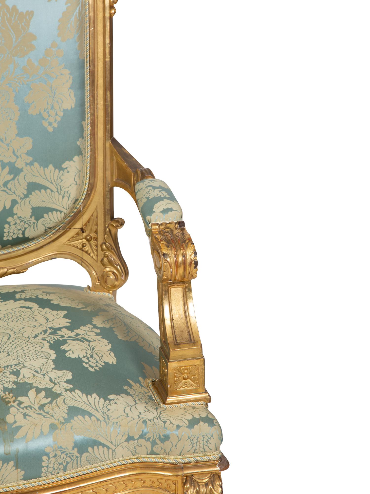 A Napoleon III Giltwood Seven-Piece Salon Suite