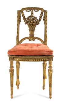 A Louis XVI Style Giltwood Side Chair