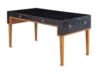 A Modernist Burlwood and Leather-Veneered Desk