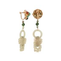 YELLOW GOLD, MULTIGEM AND JADE EARRINGS