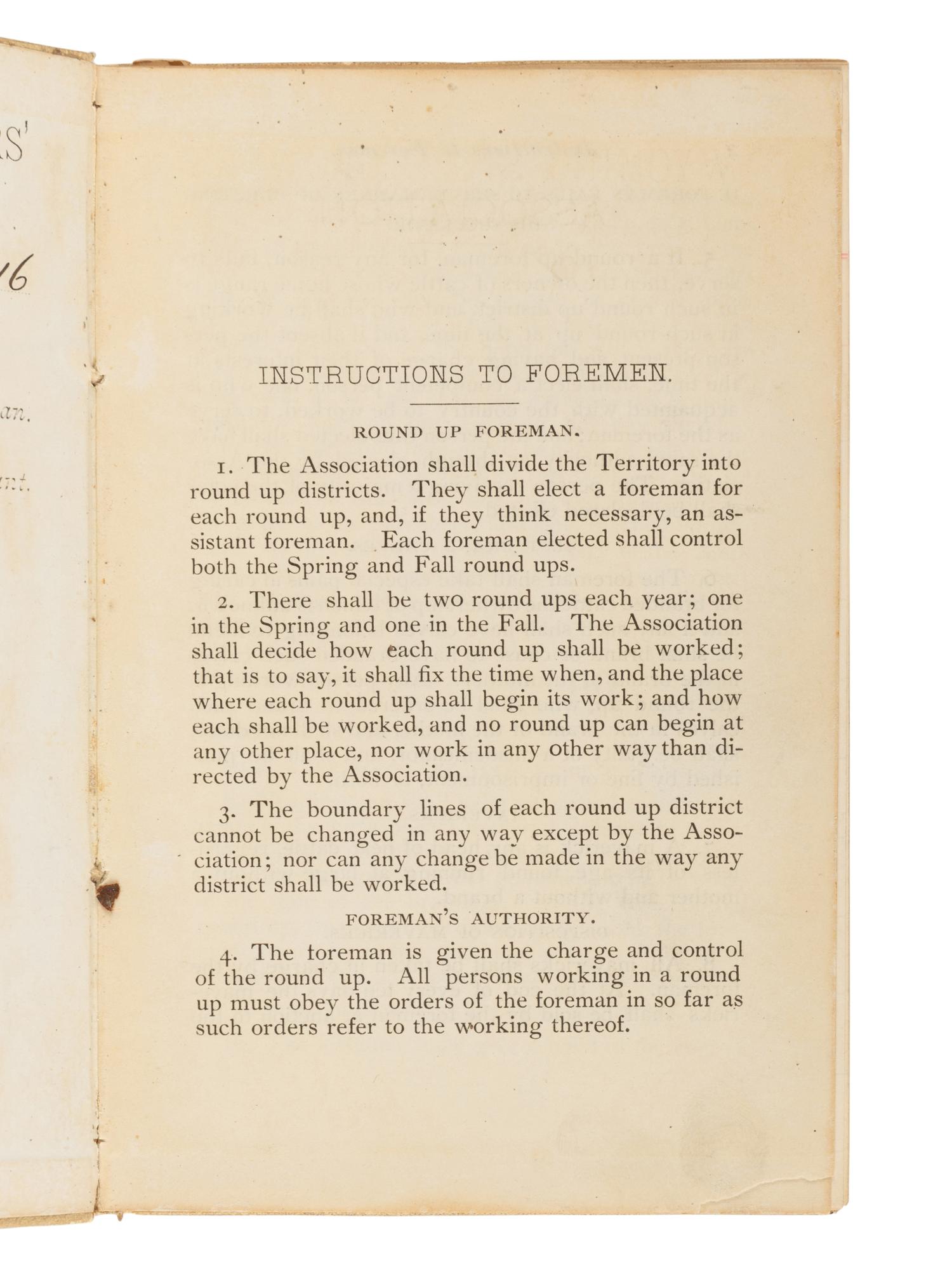 [WYOMING STOCK GROWERS' ASSOCIATION]. Four log books, caption title: "Wyoming Stock Growers' Association." Wyoming: n.p., 1885, 1886.
