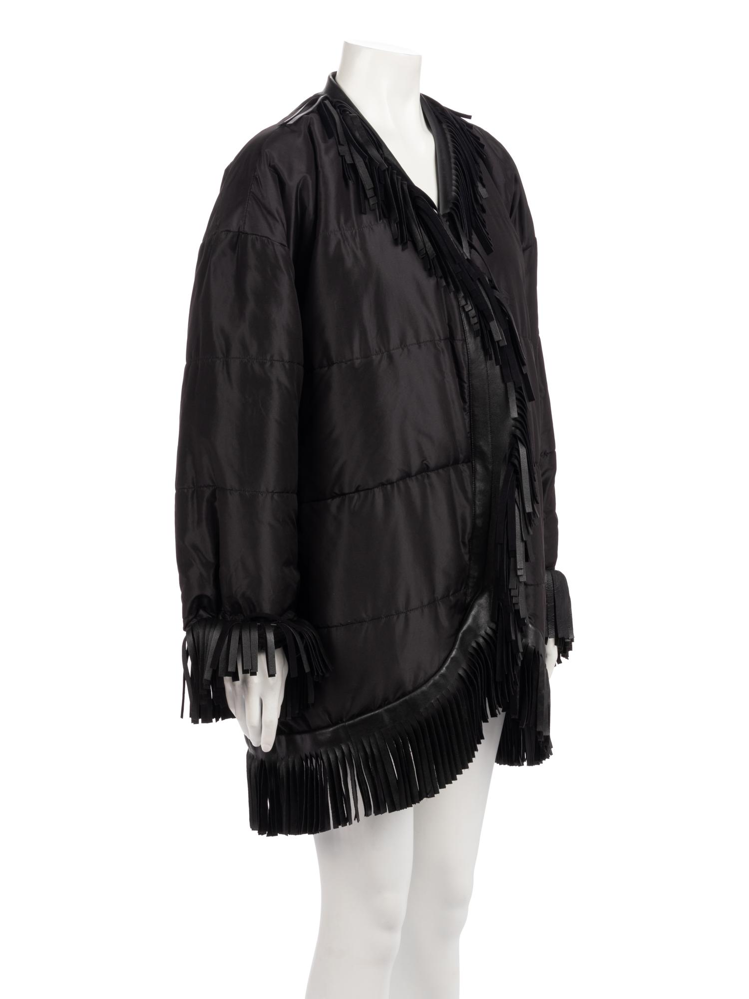 Saint Laurent Rive Gauche Black Quilted Jacket with Fringe, 2000s
