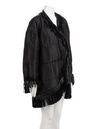 Saint Laurent Rive Gauche Black Quilted Jacket with Fringe, 2000s