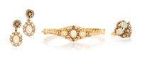 A Collection of Yellow Gold, Opal and Diamond Jewelry, 18.50 dwts.