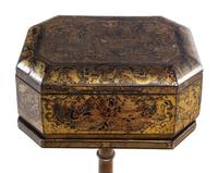 A Chinese Export Lacquered Sewing Box on Stand