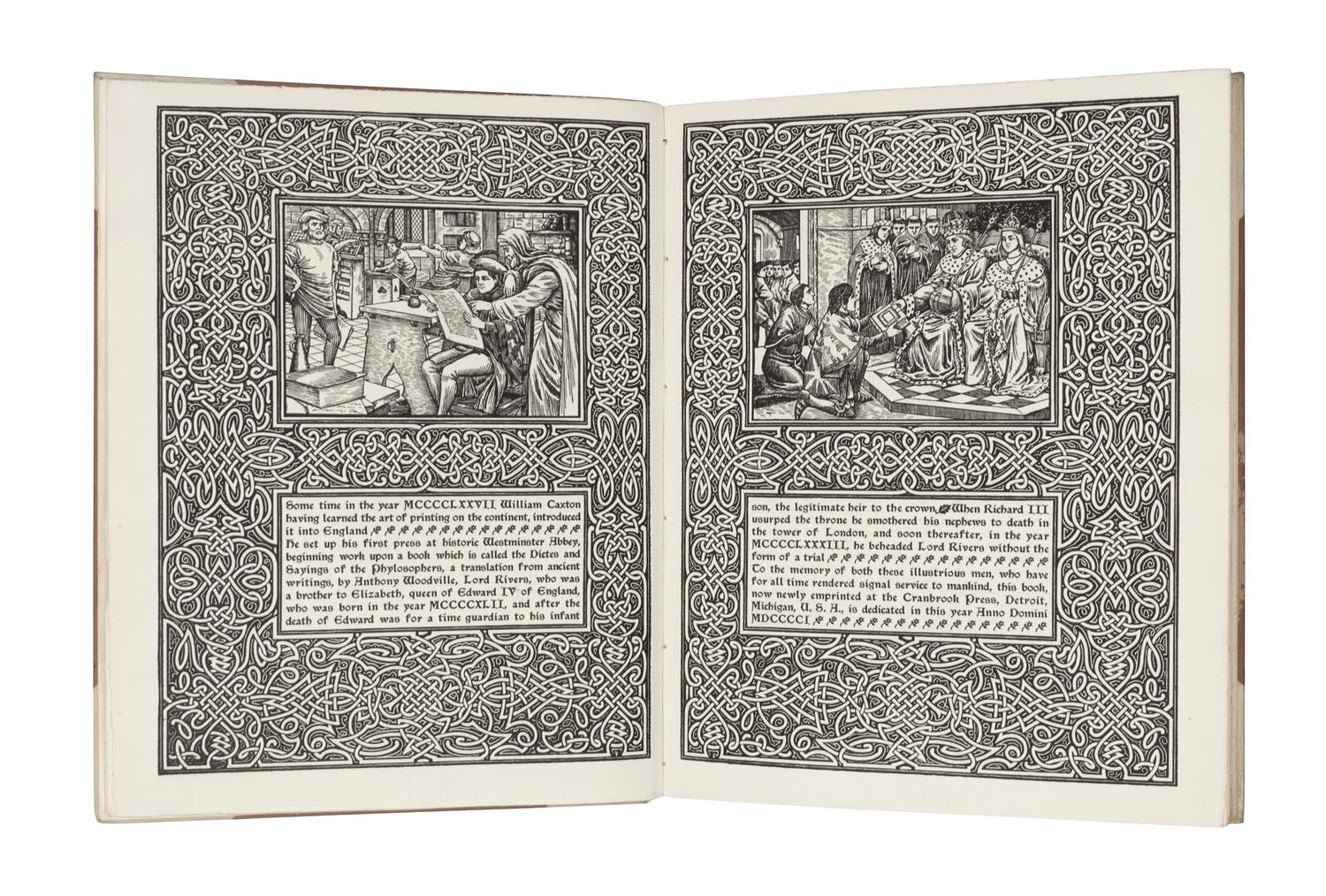 CAXTON, William (1422?-1491). The Dictes and Sayings of the Philosophers: A Facsimile. Detroit, MI: Cranbrook Press, 1901.
