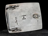 Sterling Silver and Chip Inlay Turquoise Belt Buckle