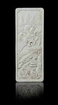 A White Biscuit Porcelain Plaque Length 8 x width 3 inches.