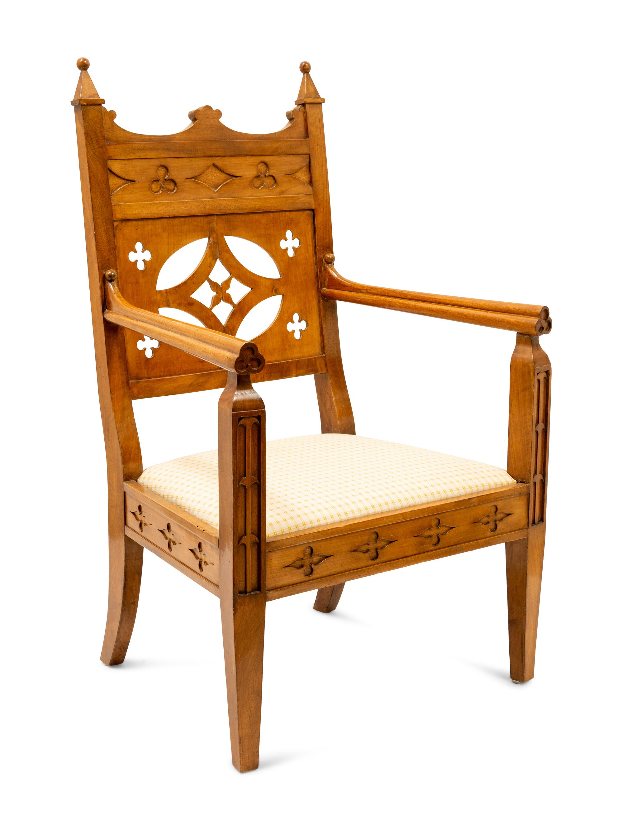 A Biedermeier Fruitwood Armchair