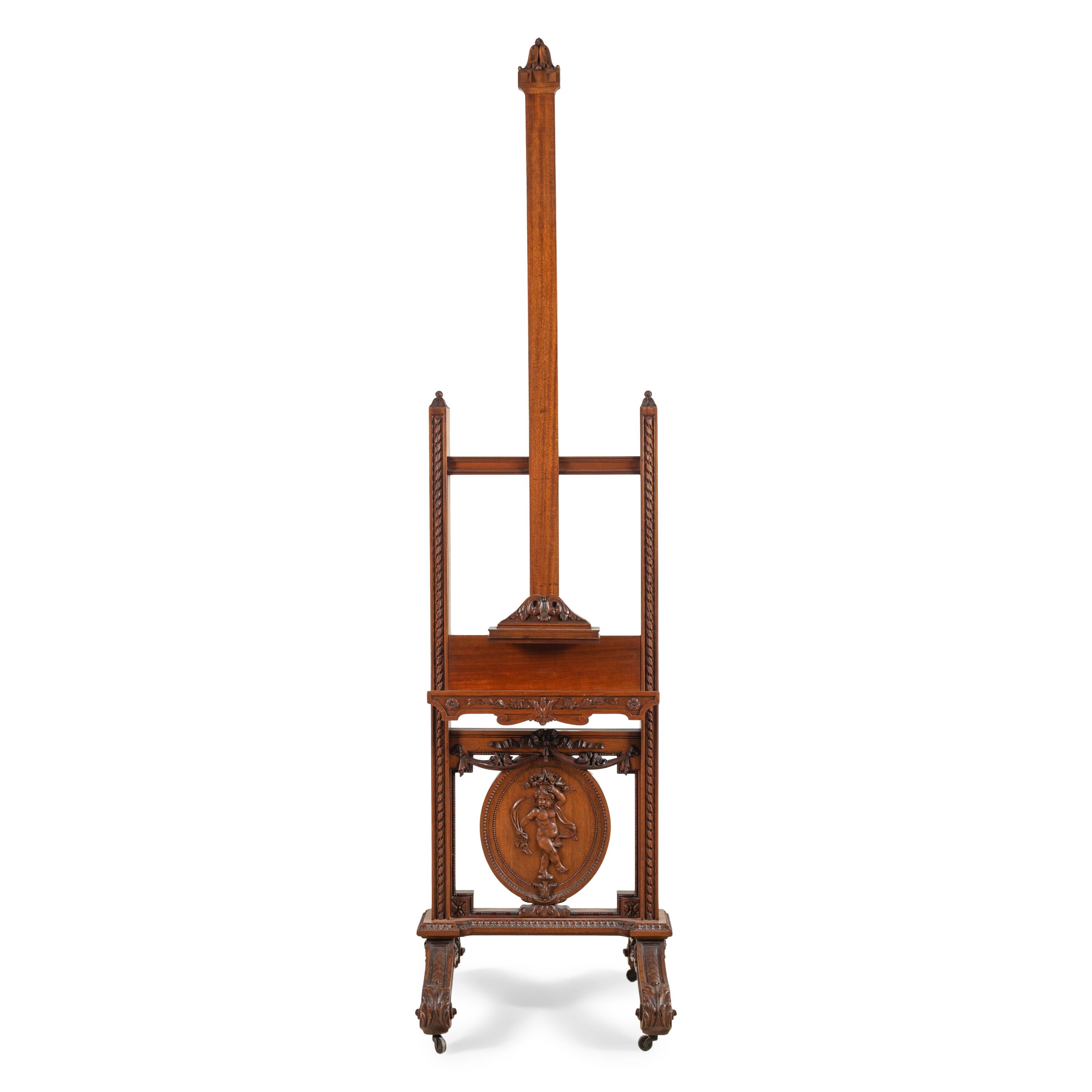 A French Neoclassical Carved Walnut Easel