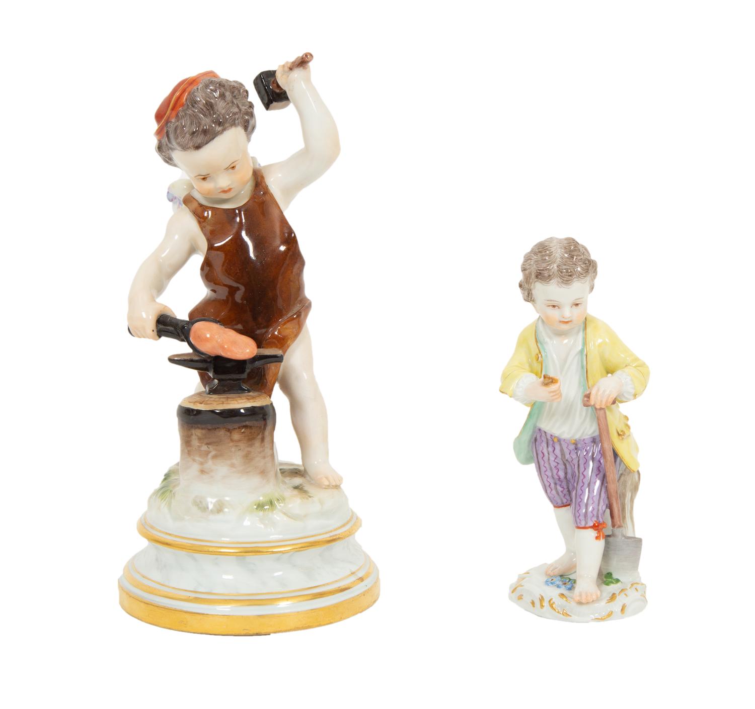 A Group of Six Meissen Porcelain Figures, including Woman with Golden Ball by Walter Schott