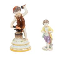 A Group of Six Meissen Porcelain Figures, including Woman with Golden Ball by Walter Schott