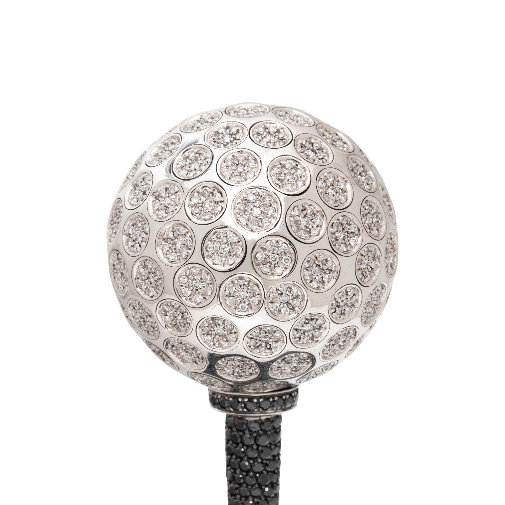 CHARLES HOLLANDER, WHITE GOLD, DIAMOND, AND BLACK DIAMOND PRESENTATION GOLF BALL AND TEE