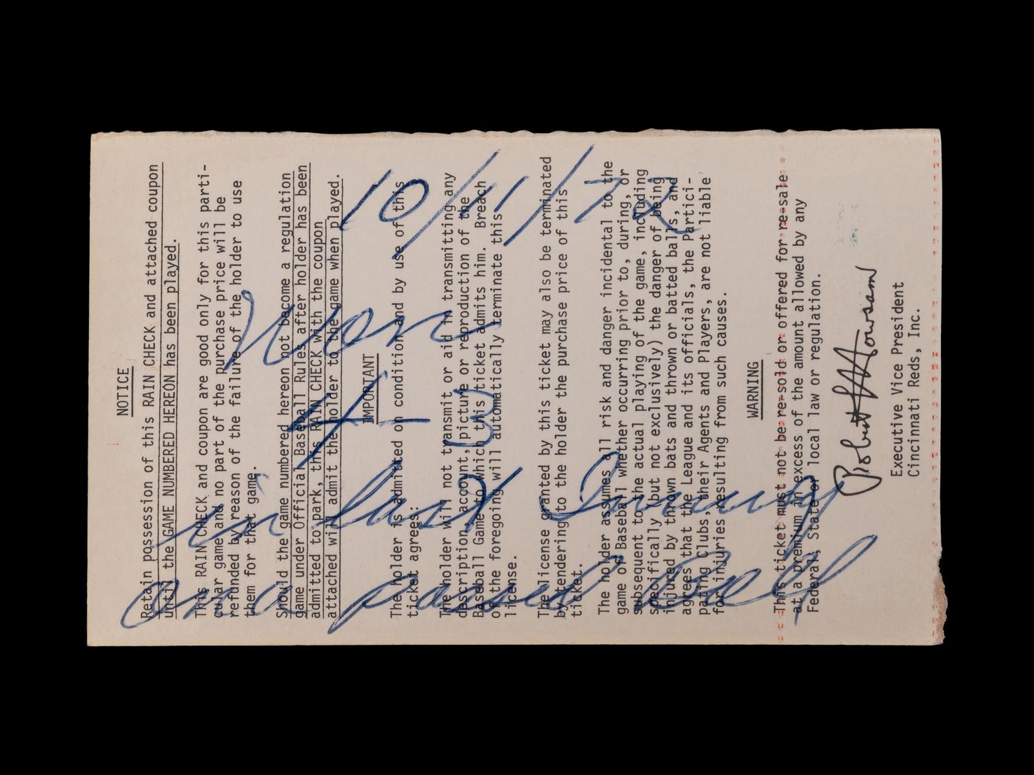A Group of Significant 1972 Tickets From the Final Games of Roberto Clemente,