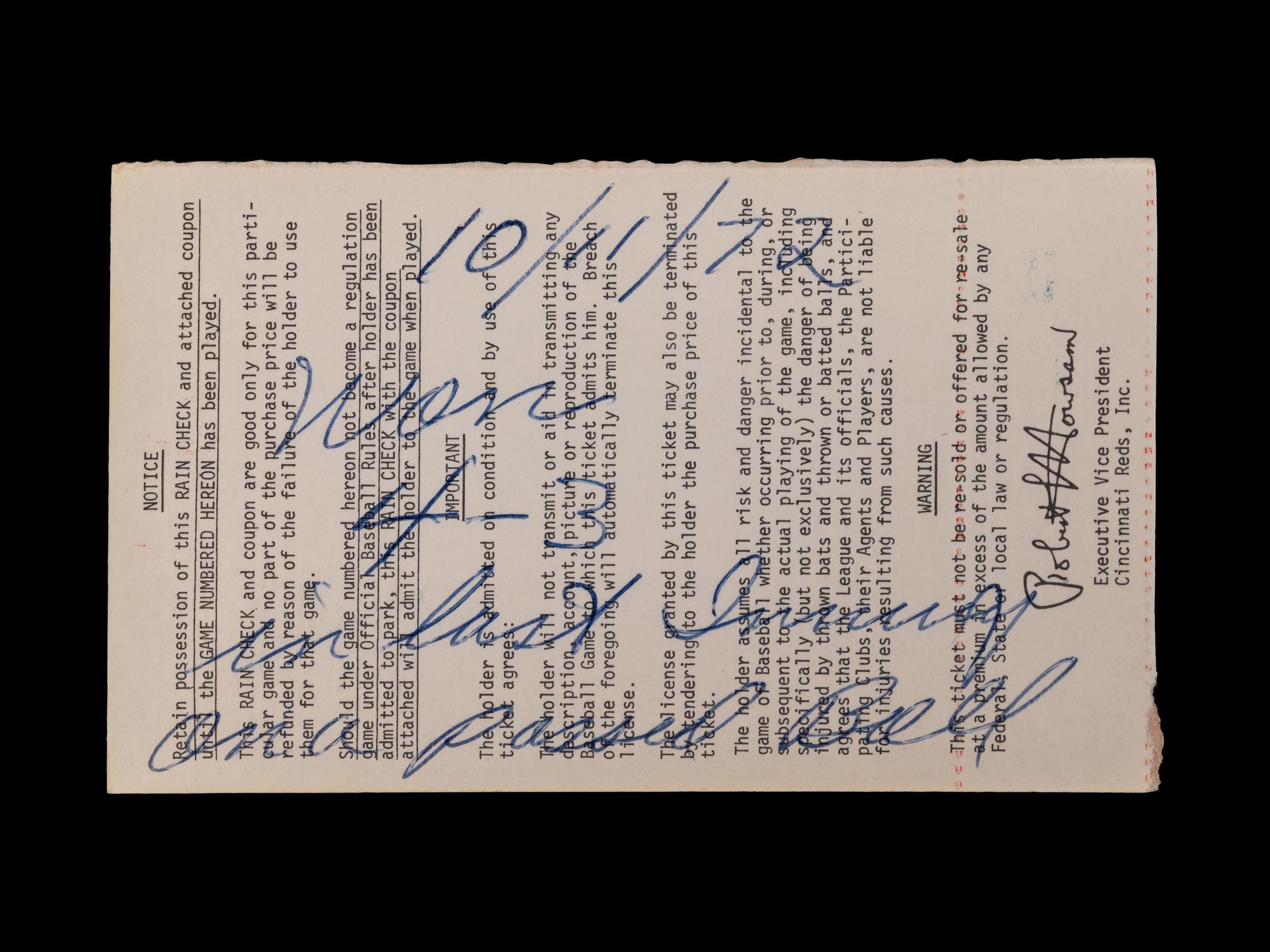 A Group of Significant 1972 Tickets From the Final Games of Roberto Clemente,