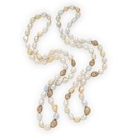 Two Baroque Cultured Pearl, Colored Diamond, and Yellow Gold Necklaces