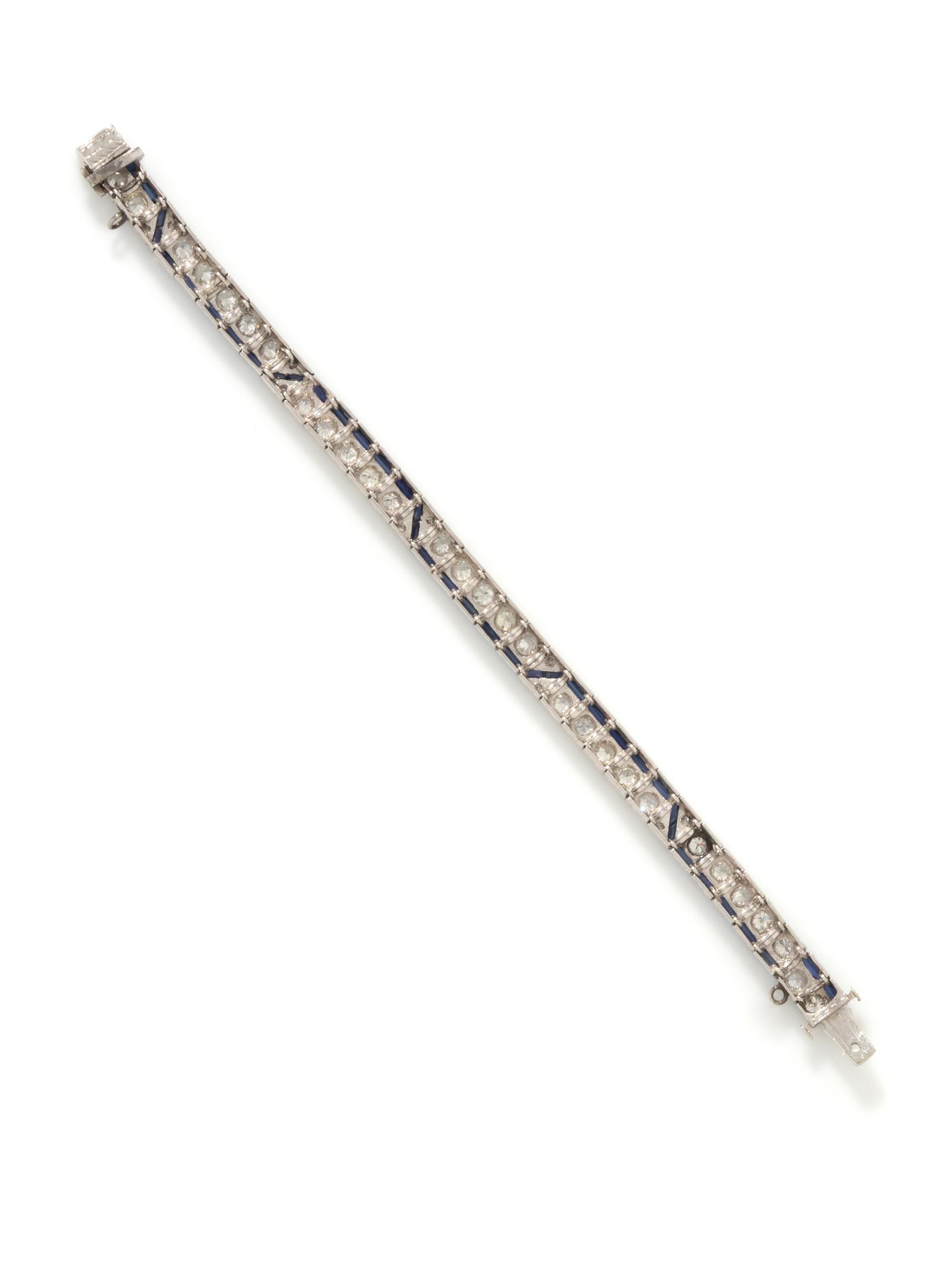 ART DECO, DIAMOND AND SYNTHETIC SAPPHIRE BRACELET