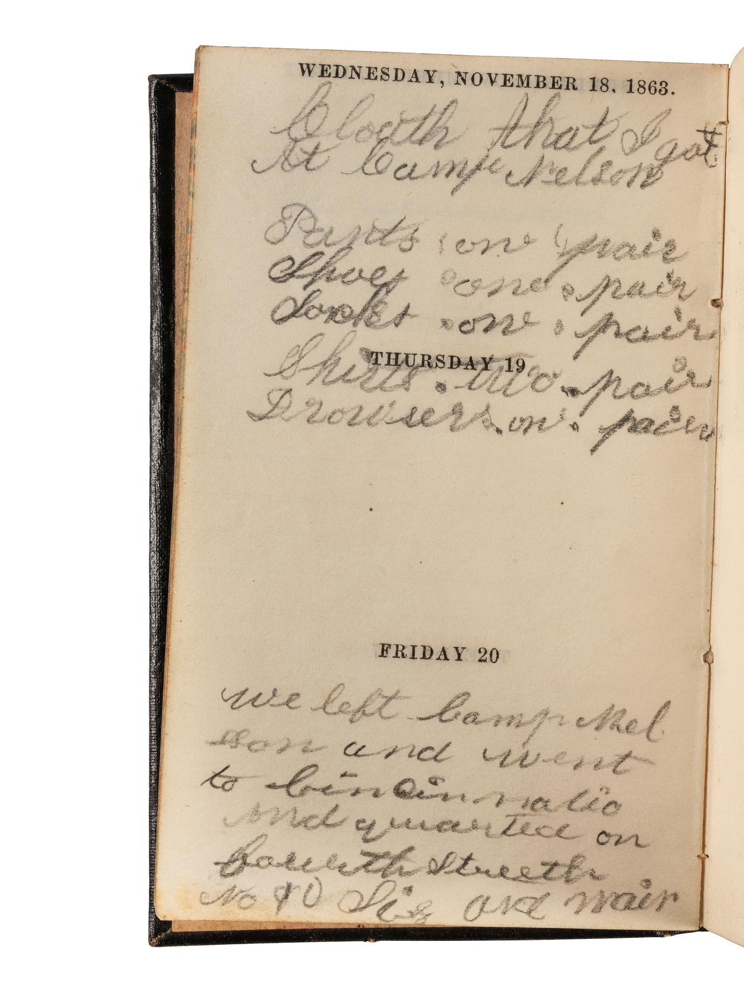 [CIVIL WAR]. Civil War diary, post-war journal identified to Andrew T. Hall, Co. G, 51st Pennsylvania. [ With :] Family CDVs and photographs.