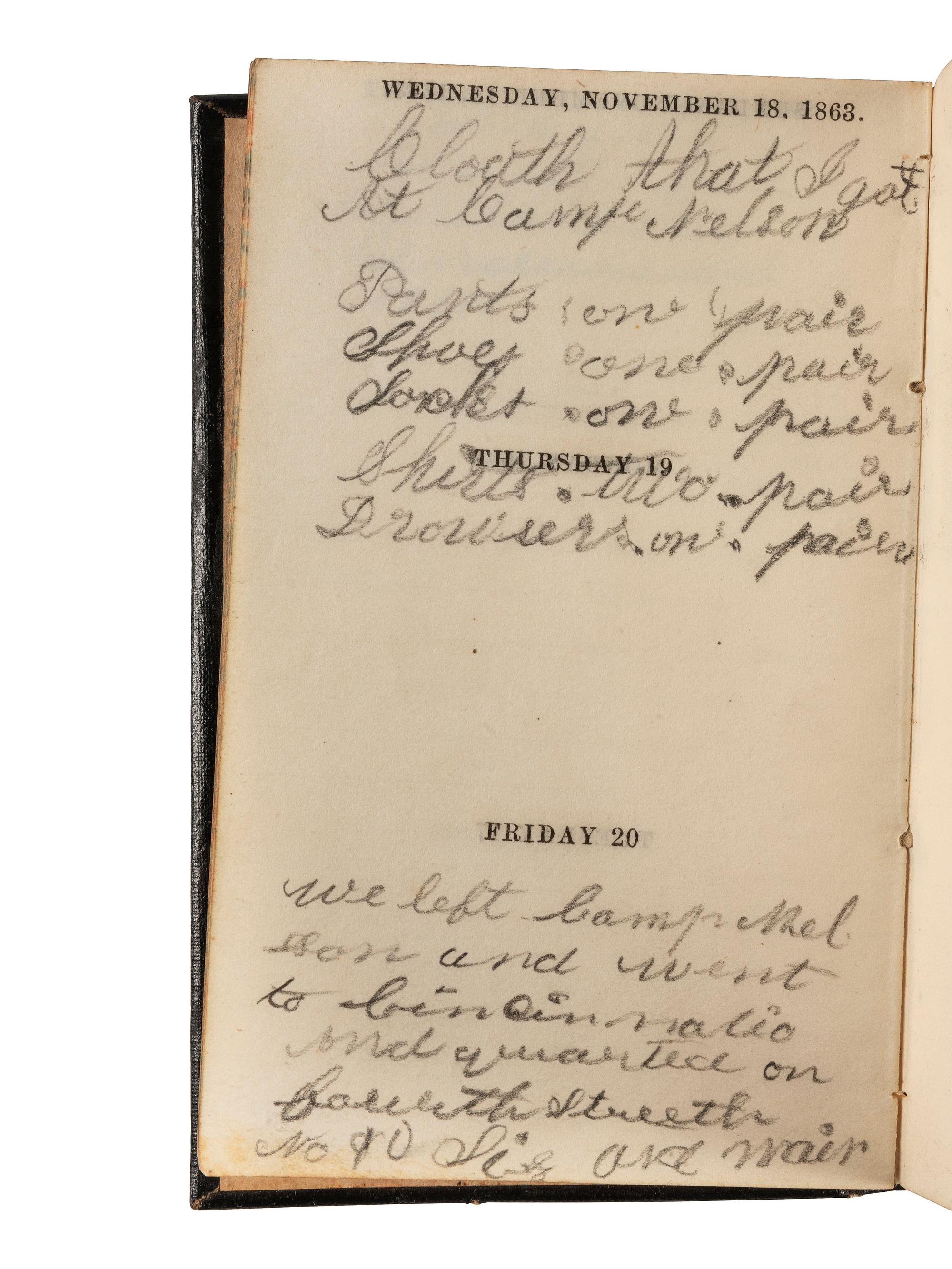[CIVIL WAR]. Civil War diary, post-war journal identified to Andrew T. Hall, Co. G, 51st Pennsylvania. [ With :] Family CDVs and photographs.