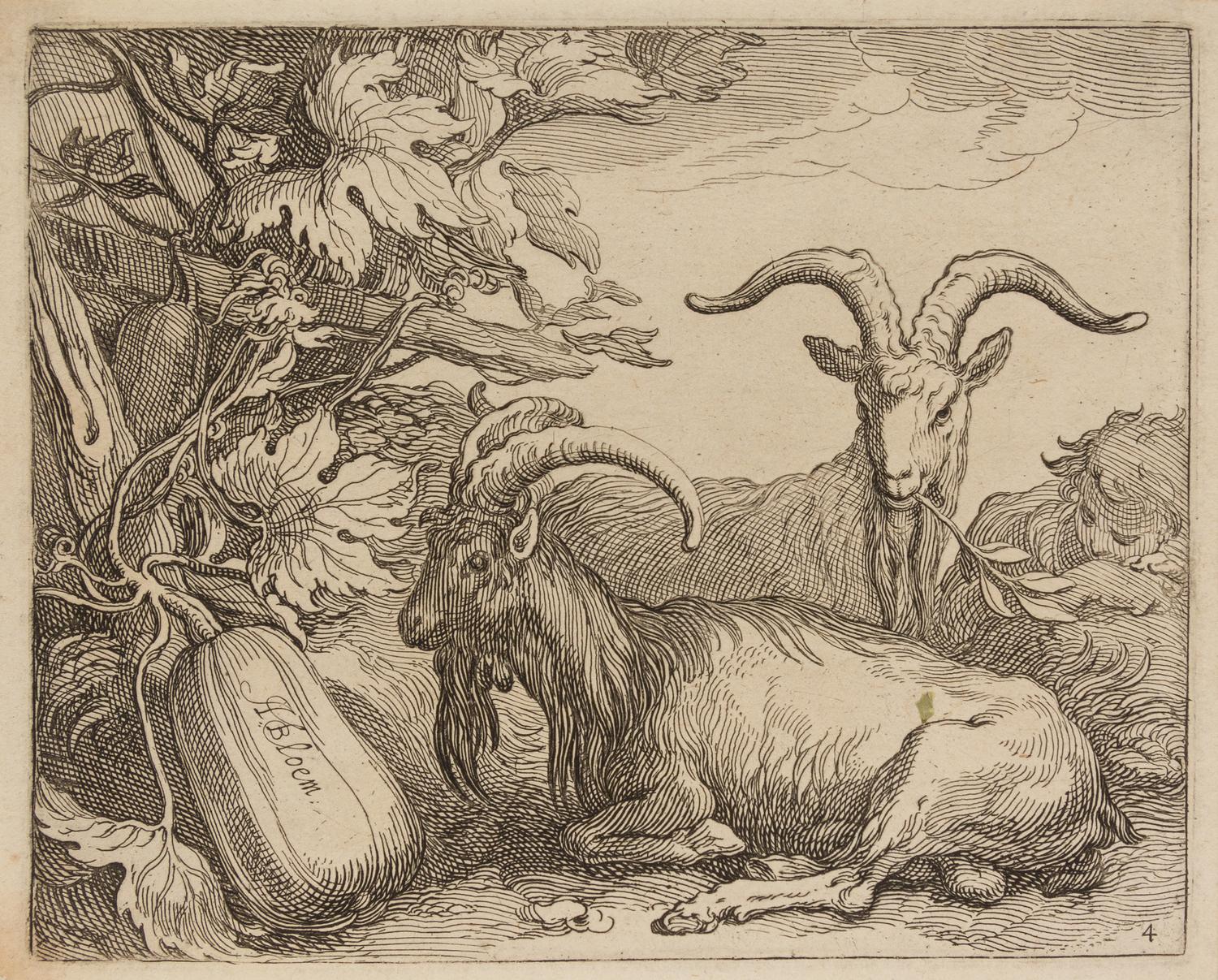 Boetius Adams Bolswert, (Dutch, 1580-1633), Natus Dei, 1632 (6 plates from a portfolio of animals in landscapes after Abraham Bloemaert