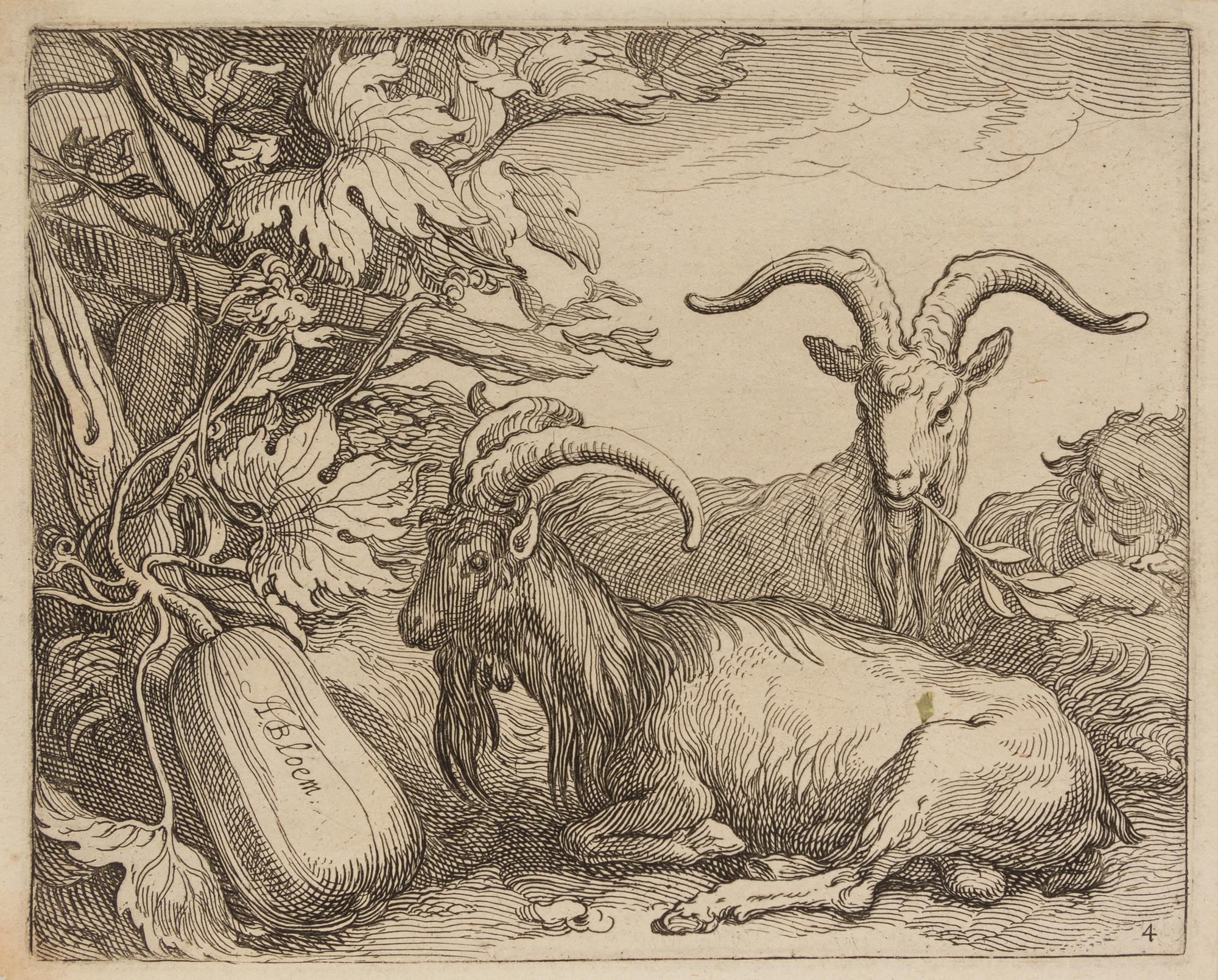 Boetius Adams Bolswert, (Dutch, 1580-1633), Natus Dei, 1632 (6 plates from a portfolio of animals in landscapes after Abraham Bloemaert