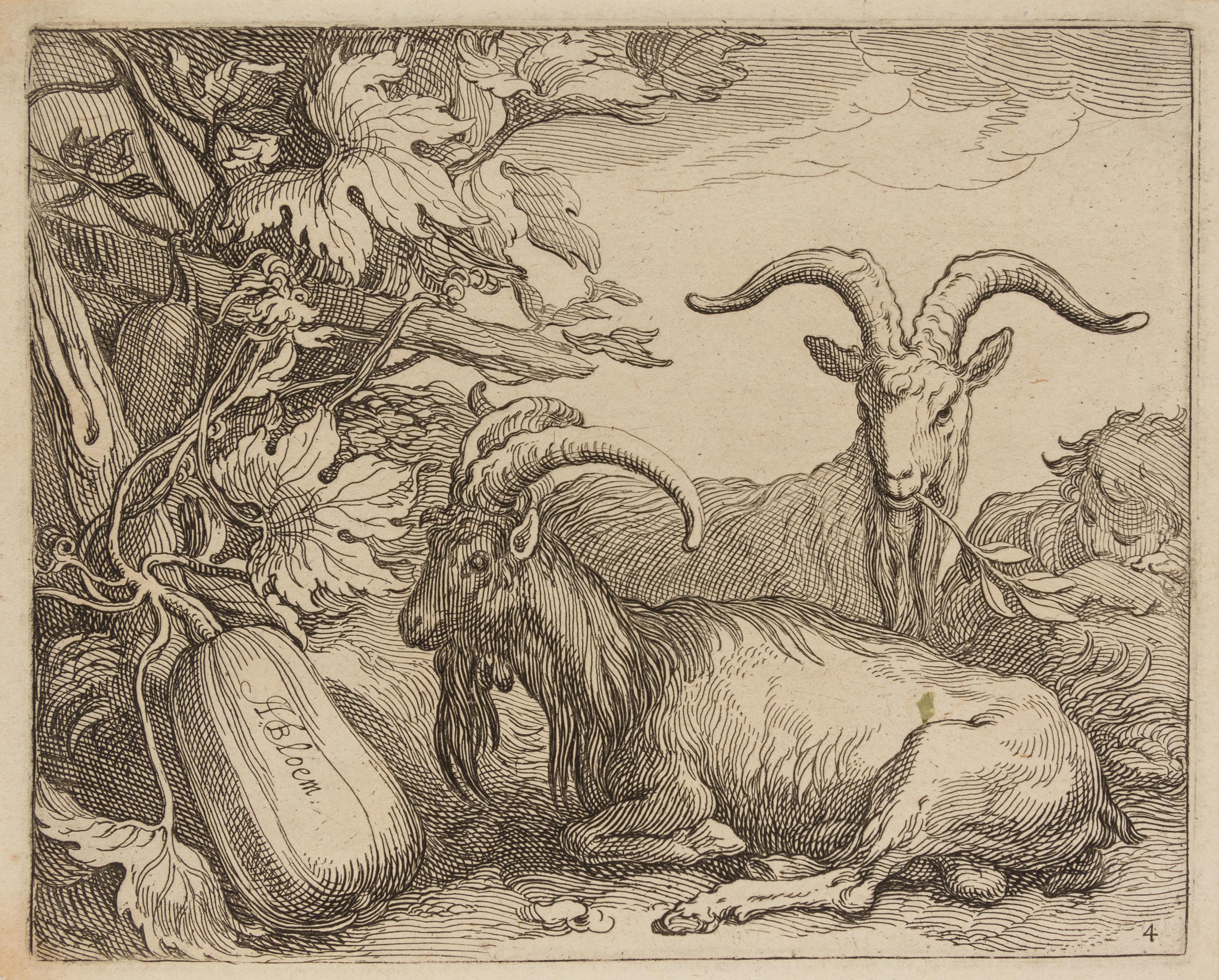 Boetius Adams Bolswert, (Dutch, 1580-1633), Natus Dei, 1632 (6 plates from a portfolio of animals in landscapes after Abraham Bloemaert