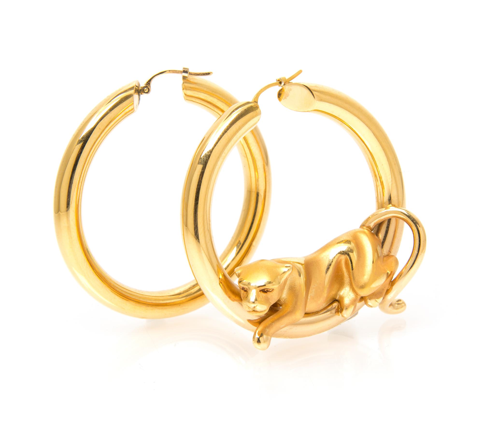 A Pair of 18 Karat Yellow Gold Hoop Earrings, 8.60 dwts.