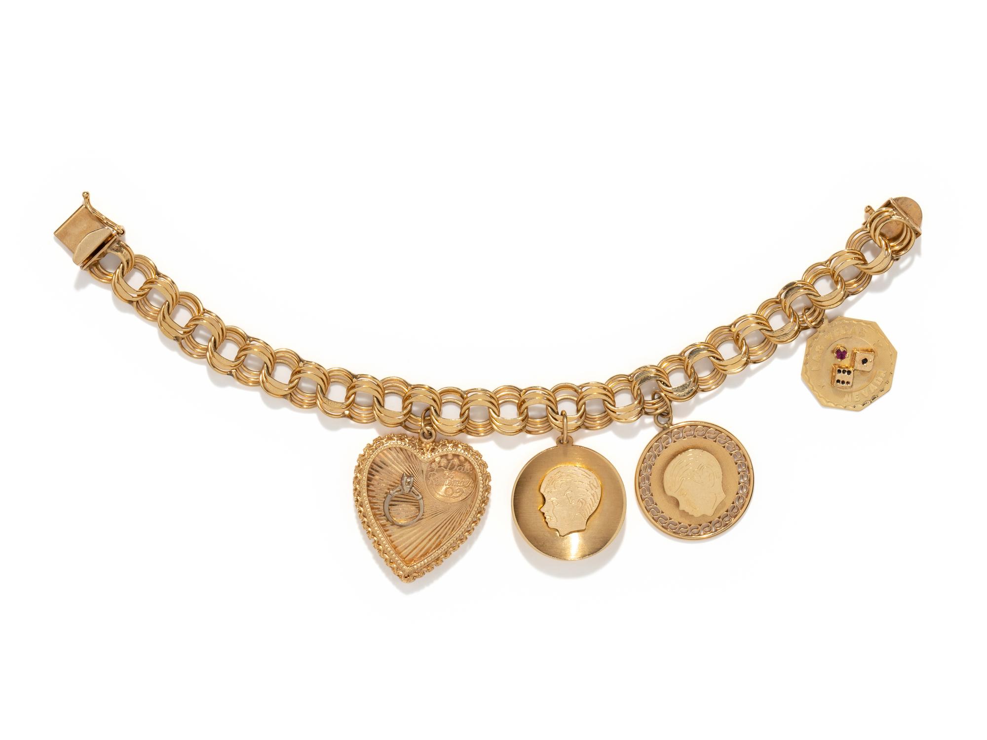 YELLOW GOLD CHARM BRACELET