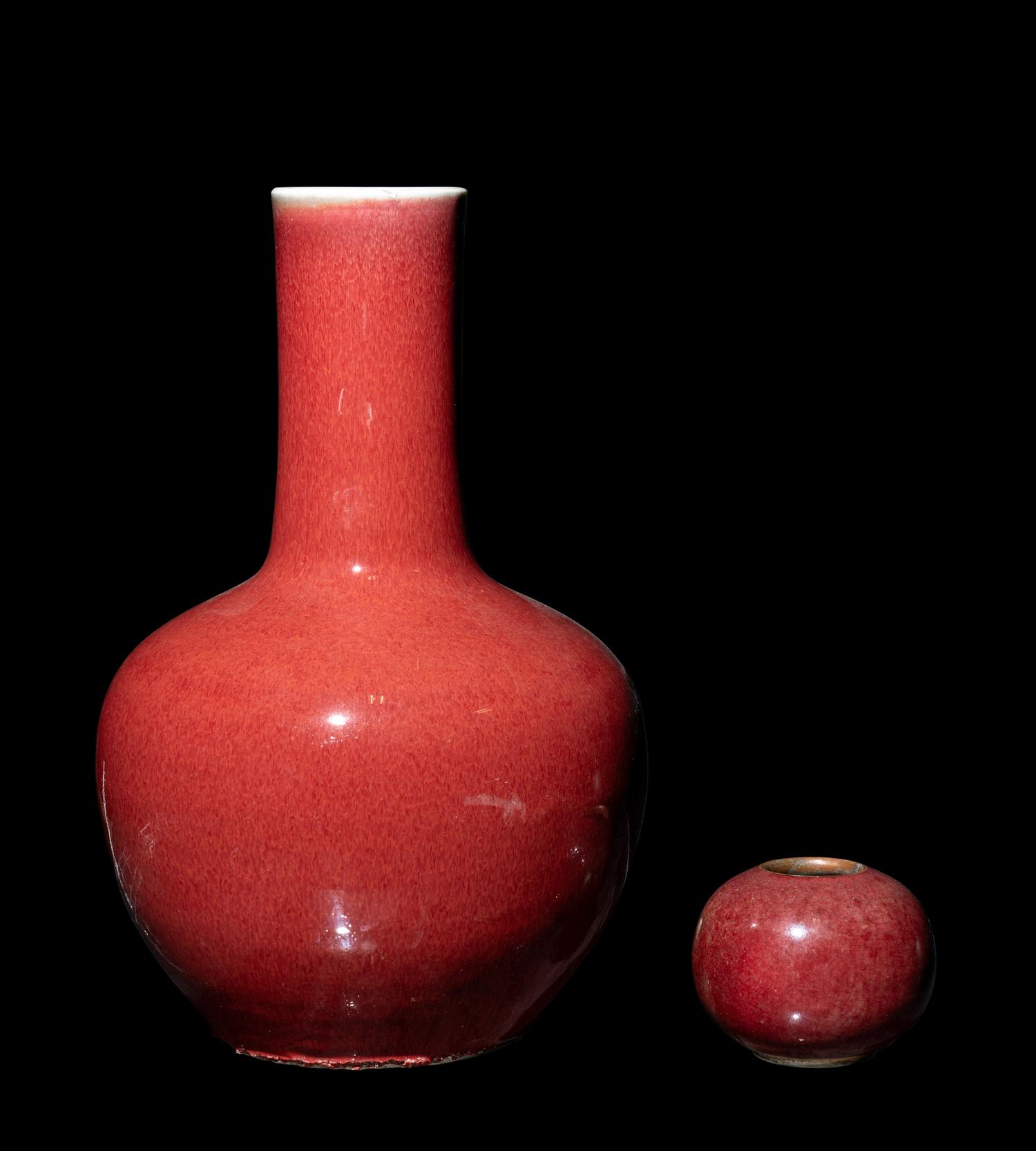 Two Chinese Red Glazed Porcelain Vessels