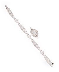 HAMILTON, PLATINUM, WHITE GOLD AND DIAMOND WATCH CASE AND BRACELET