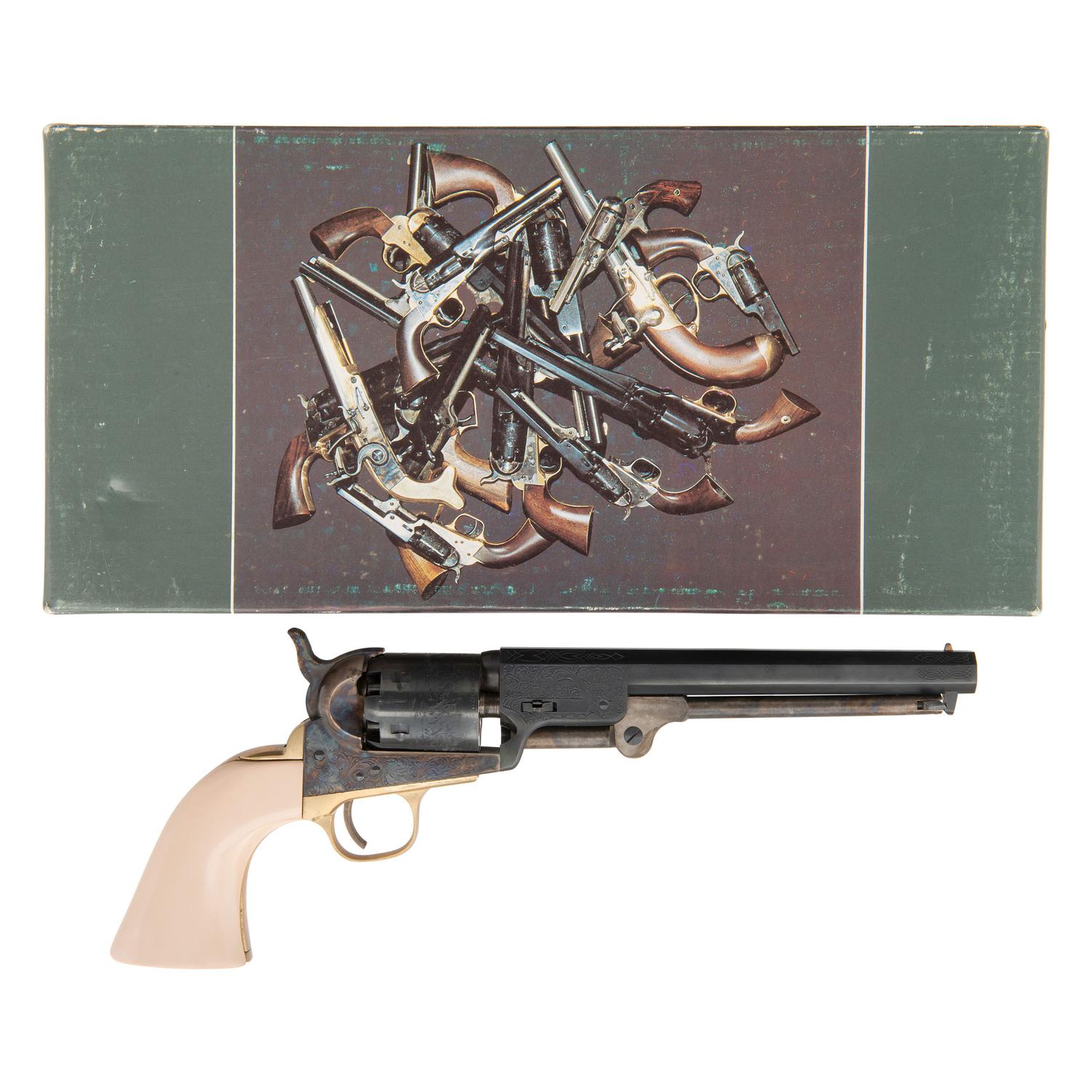 Replica Engraved Colt M1851 Navy Percussion Revolver in Box by Armi San Marco