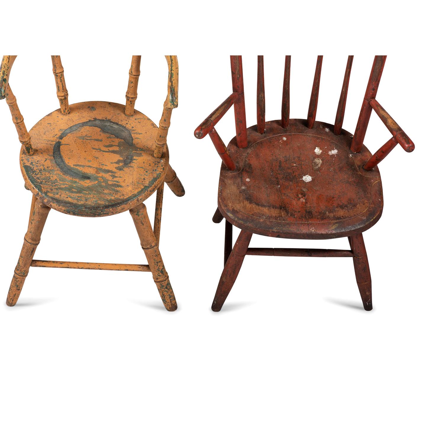 Four Paint Decorated Windsor Style Child's Chairs